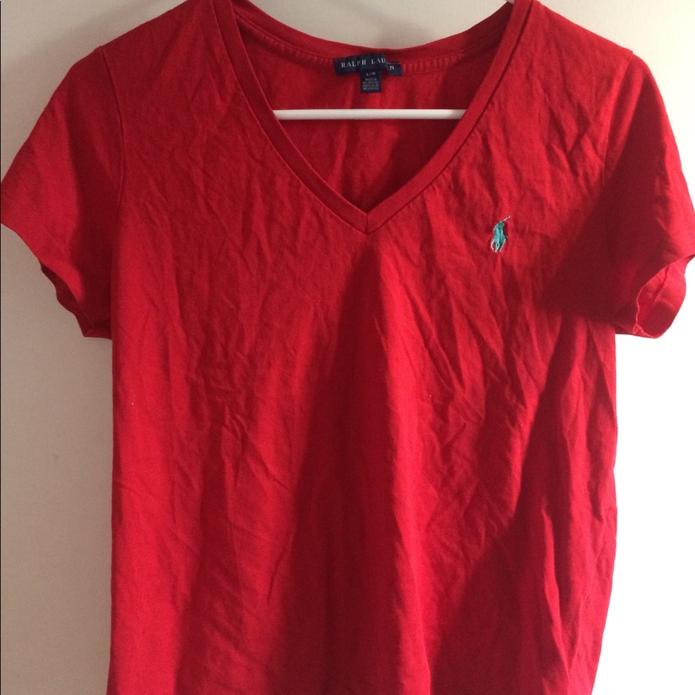 Red Ralph Lauren polo v neck tshirt