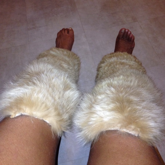 Genuine blonde fox Fur leg warmers