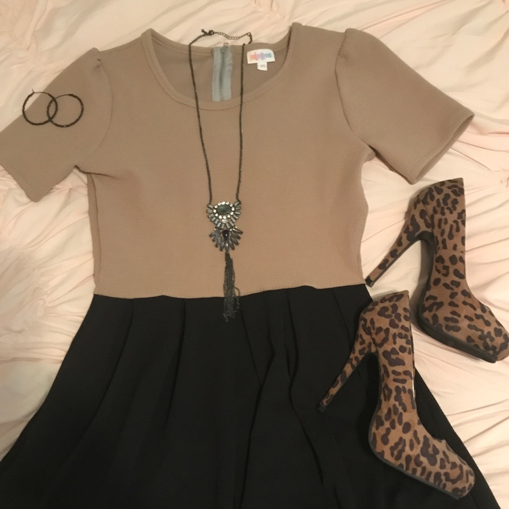 Tan and Black Lularoe Amelia Dress