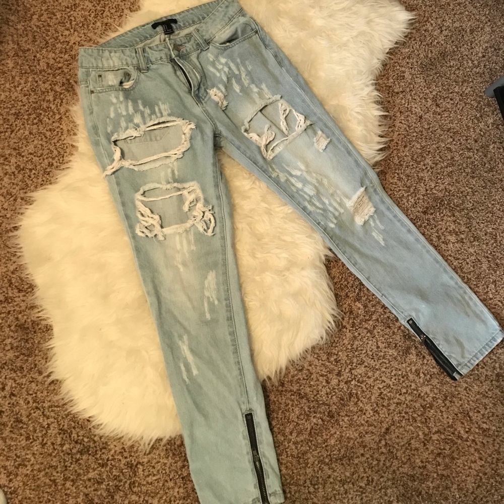 Distressed Forever 21 Boyfriend Jeans