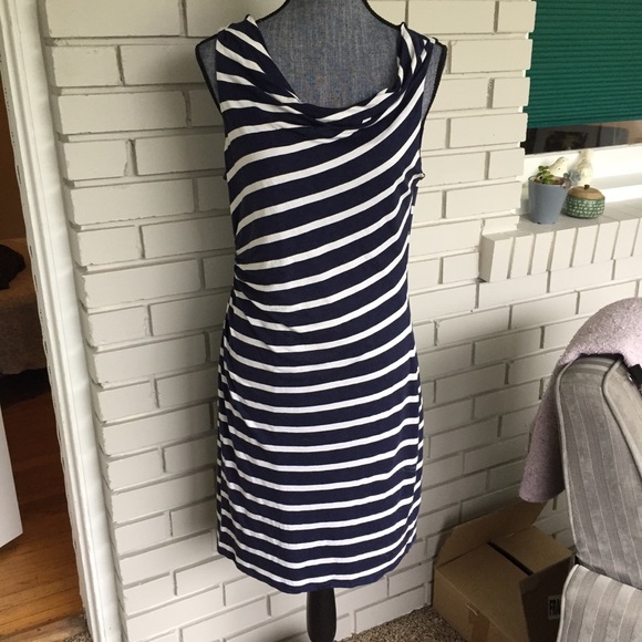 LOFT cowl-neck striped dress - Picture 1 of 4