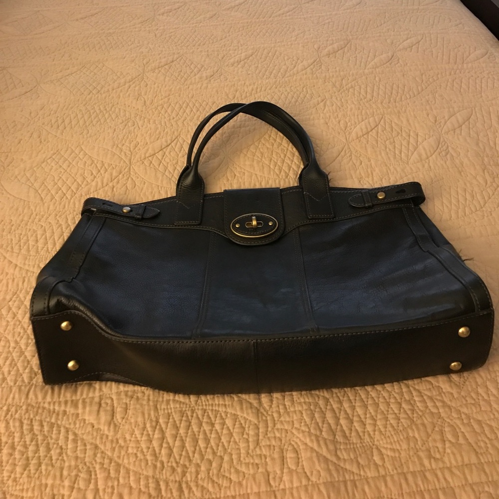 Black Fossil leather Weekender Handbag