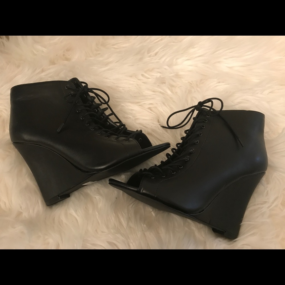 Torrid Lace Up Wedge Heel Ankle Booties