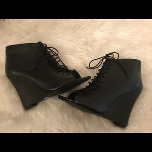 Torrid Lace Up Wedge Heel Ankle Booties