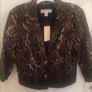 Michel Kors Womens Blazer KhakiBrown Leopard Print