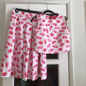 Two piece set! Crop top + matching skirt