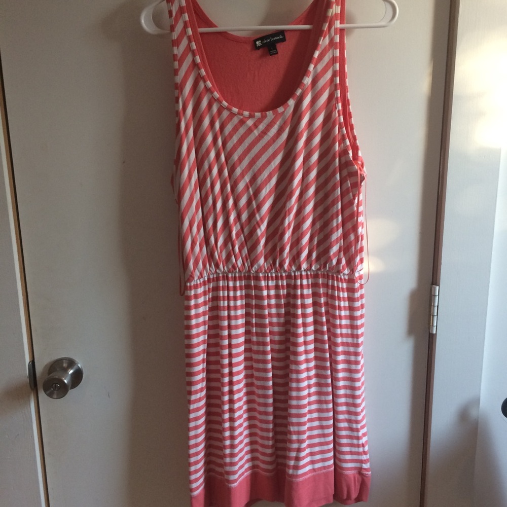 Peach and cream cotton dress