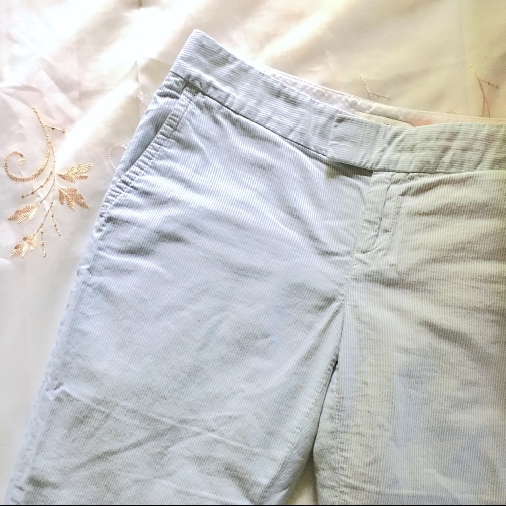 BANANA REPUBLIC blue and white pinstripe shorts