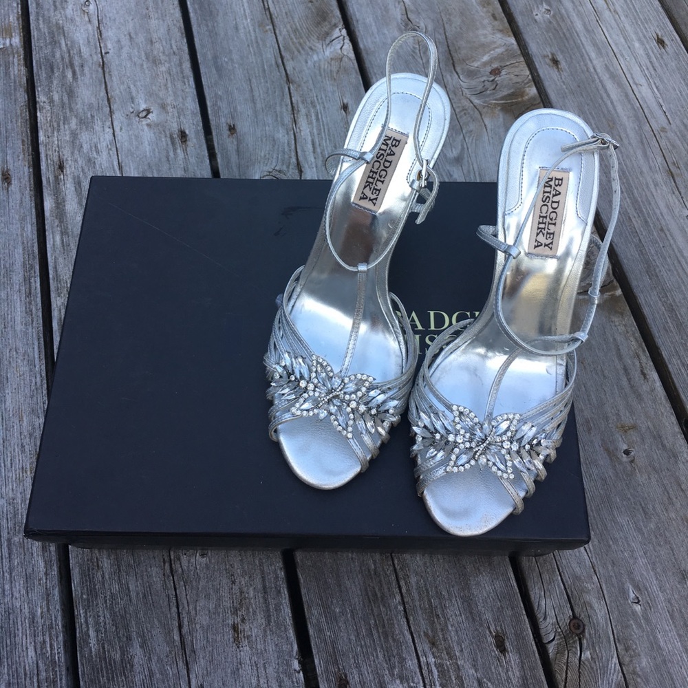 Badgley Mischka Silver Naomi Wedges