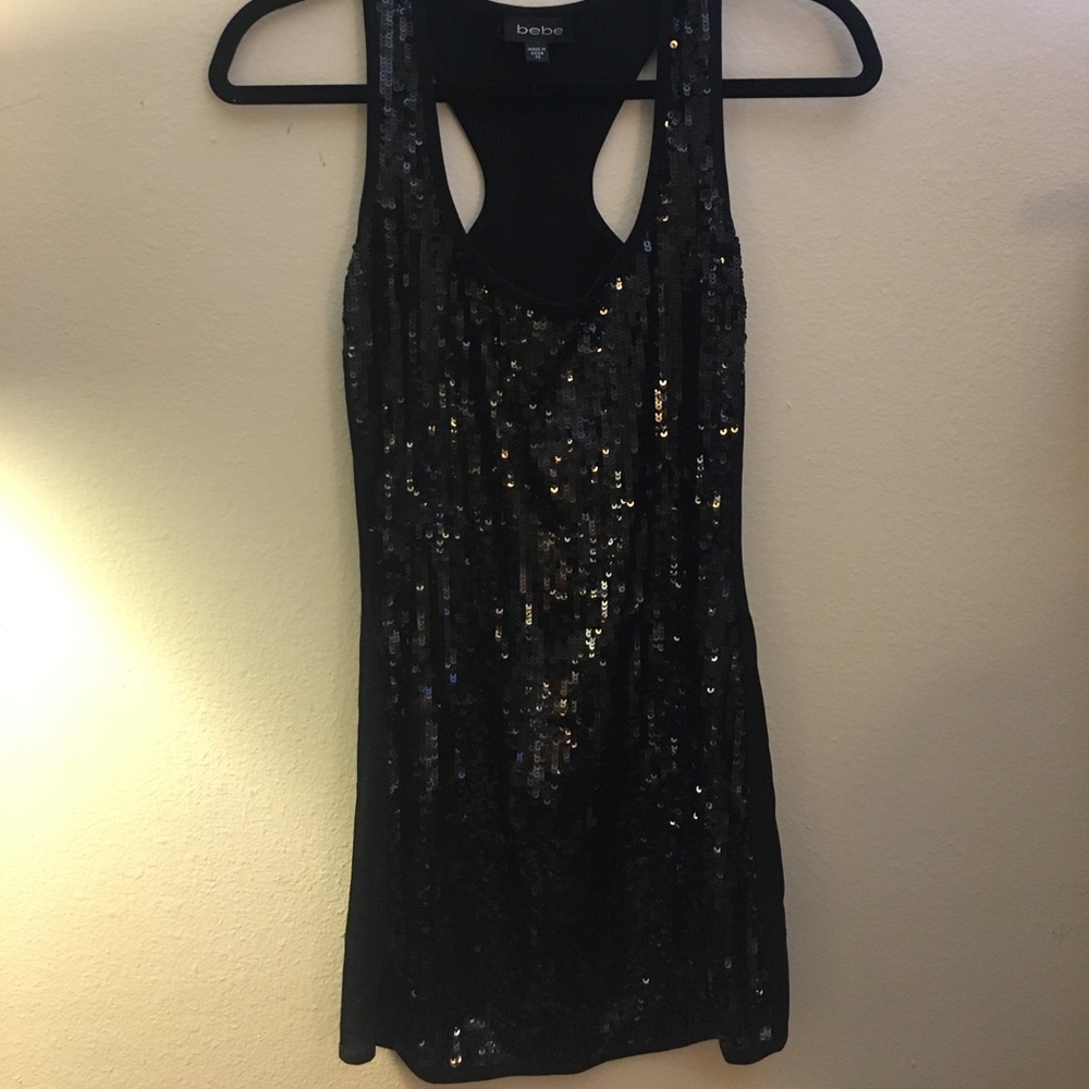 Bebe racer back sequined dress