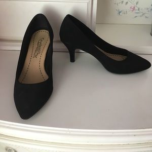 Black Faux Suede Kitten Heels