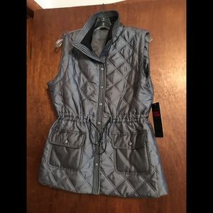 Pewter Quilted Vest - size med - adjustable waist
