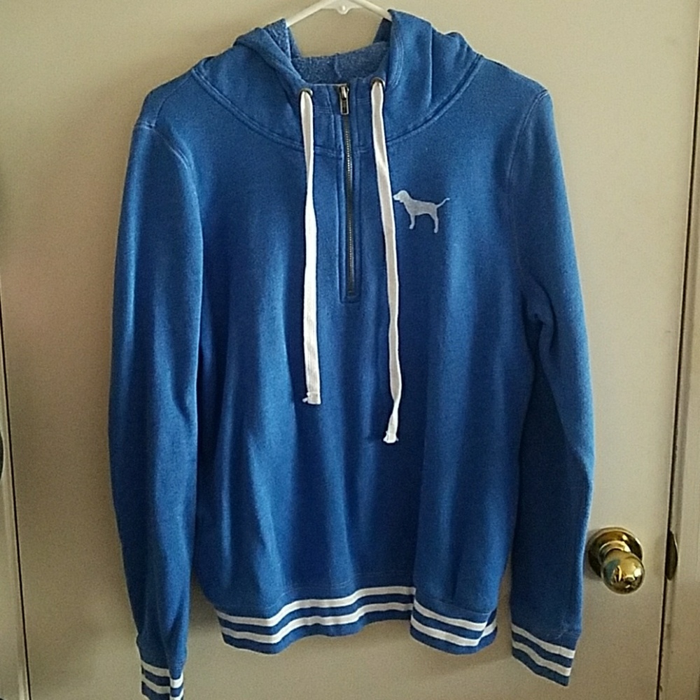 Pink campus half-zip pullover hoodie