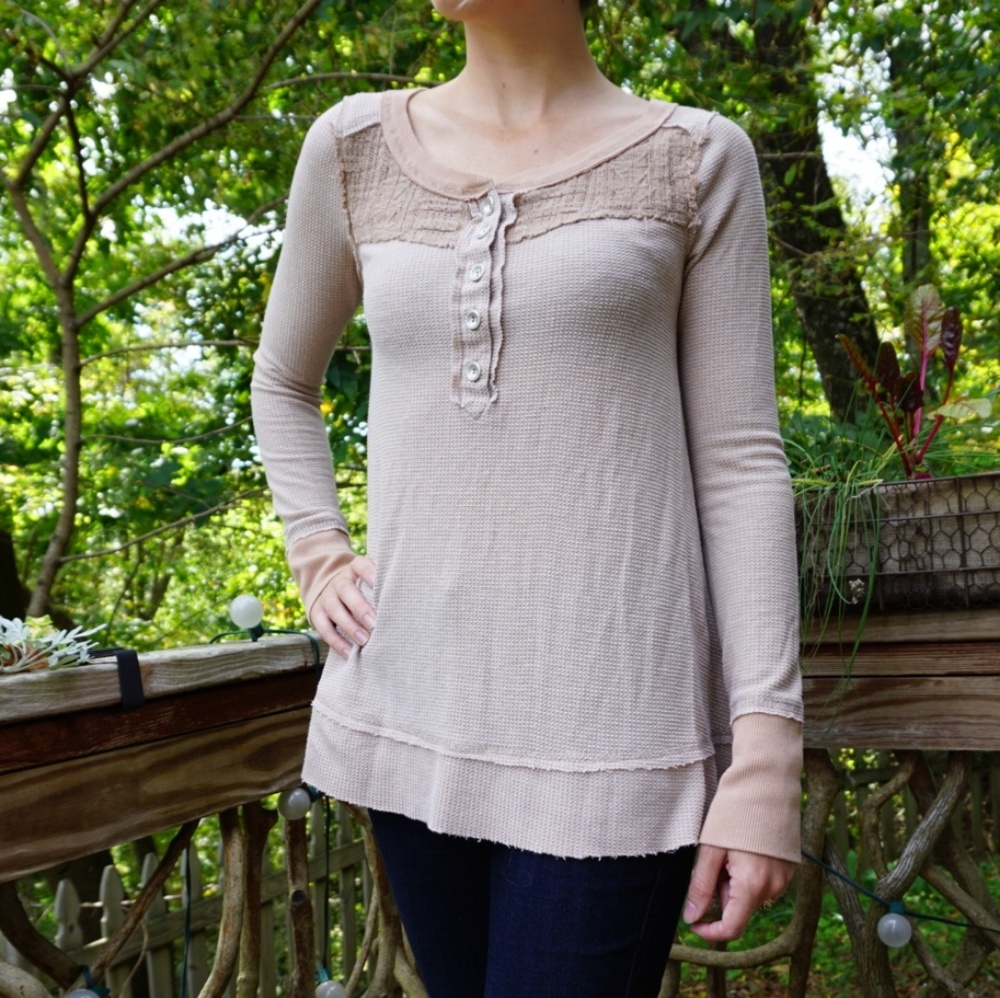 FP Oversized Embroidered Thermal Top