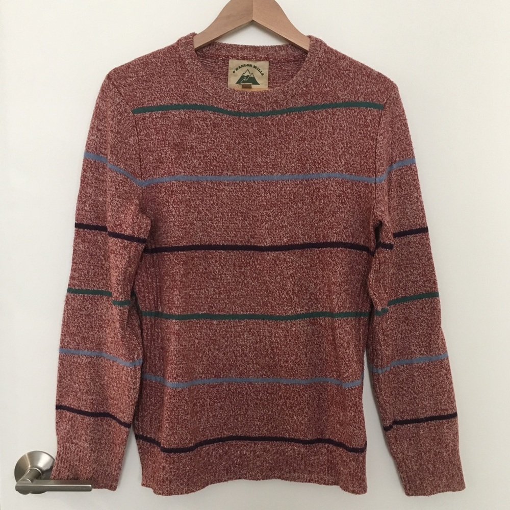 O'Hanlon Mills Striped Crewneck Pullover Sweater