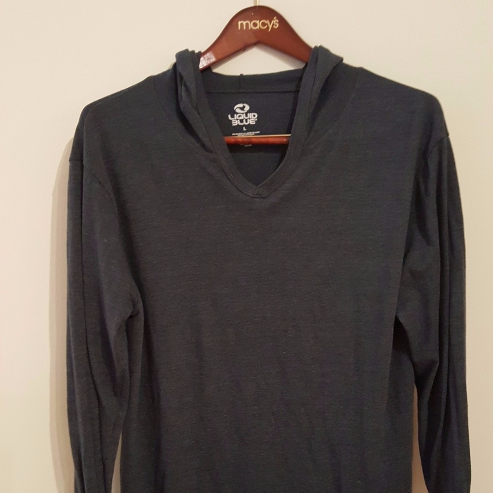 T-shirt hoodie grey-blue large long sleeve