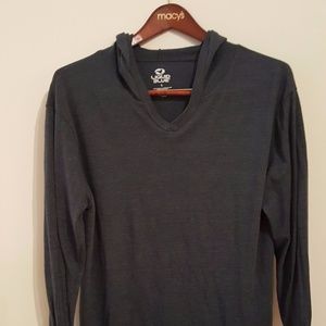 T-shirt hoodie grey-blue large long sleeve