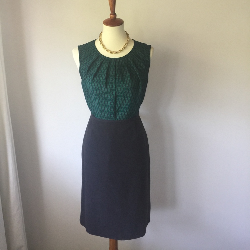 Green and navy blouse