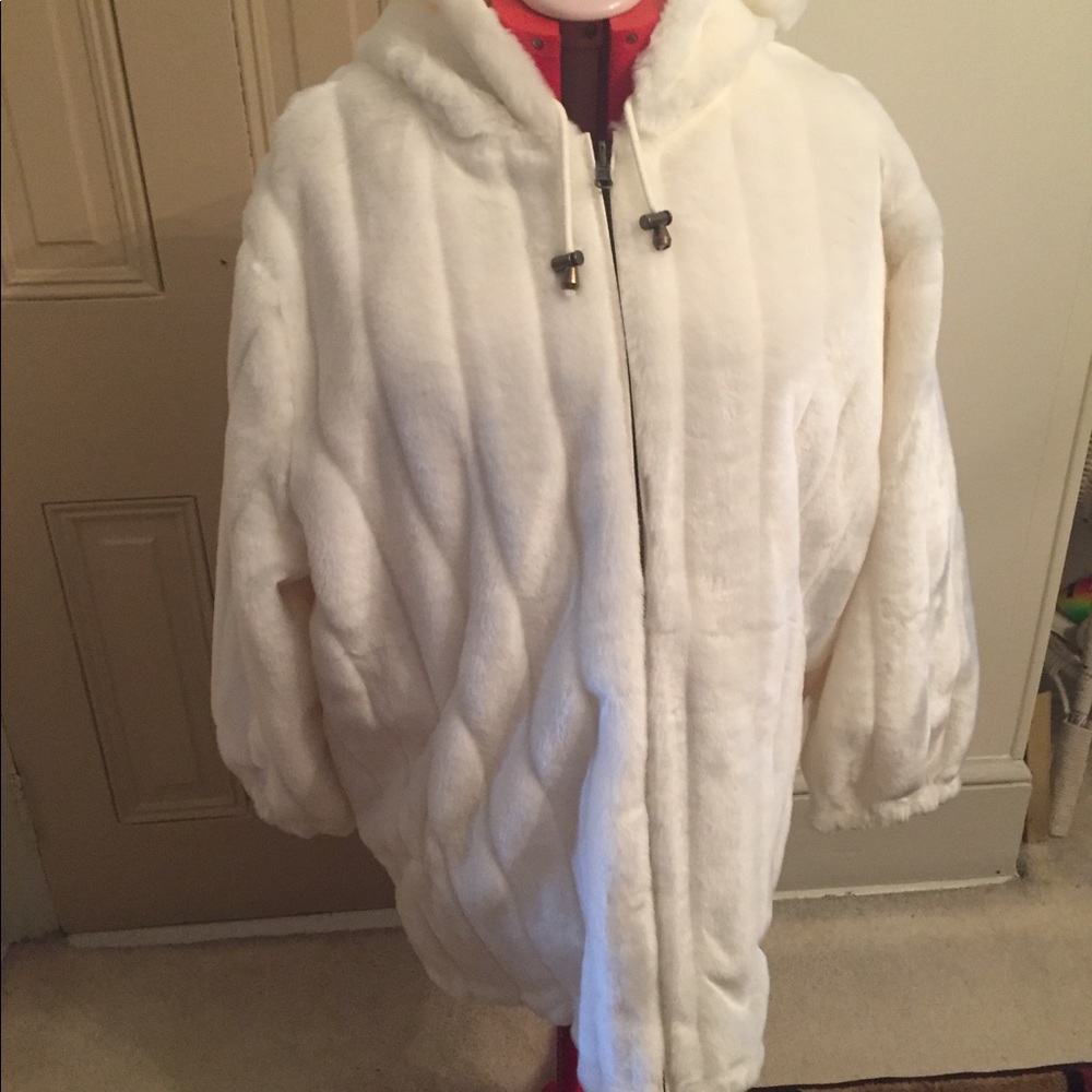 White fur jacket, new without tags