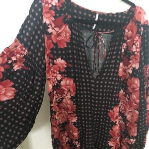 Free People long sleeve mixed print romper