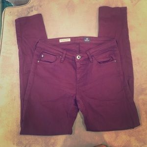 Deep maroon AG Stevie Ankle jeans