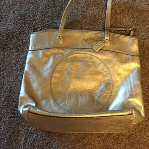 Gold Leather Coach Tote. Gold Leather Coach Tote.