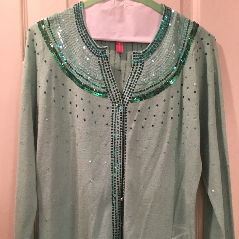 Green Sequined Charlotte Tarantola Sweater