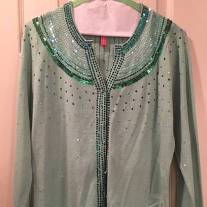Green Sequined Charlotte Sweater Green Sequined Charlotte Sweater
