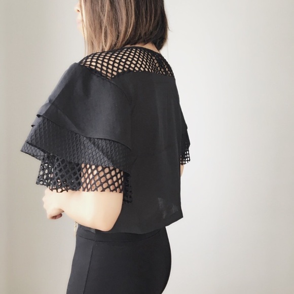 Crazy love perforated tier sleeve top. On SALE - Picture 2 of 6