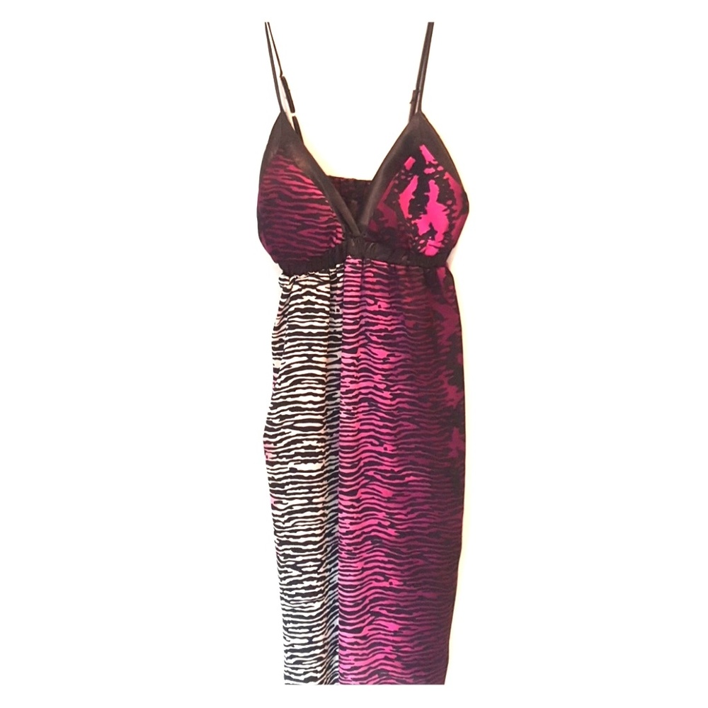 Fushcia zebra slip dress
