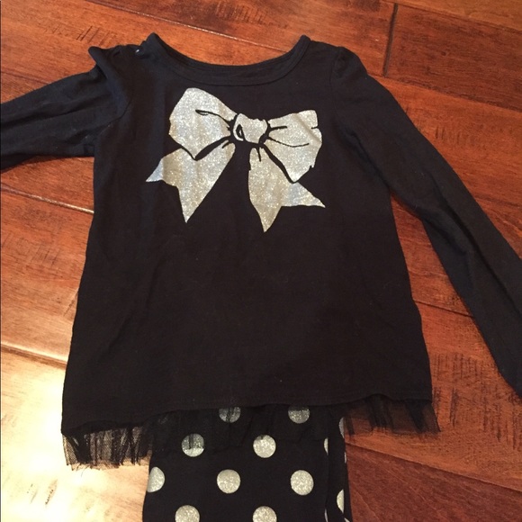okie dokie Other - Black shirt with silver bow🛍Final Sale🛍