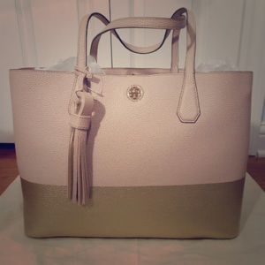 Like New Tory Burch Colorblock Pebbled Tote