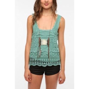 Pins & Needles Green Lace Crochet Tank Top Pins & Needles Green Lace Crochet Tank Top