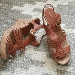 Cognac Leather Wedges