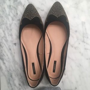 Forever 21 Gold studded Black Flats