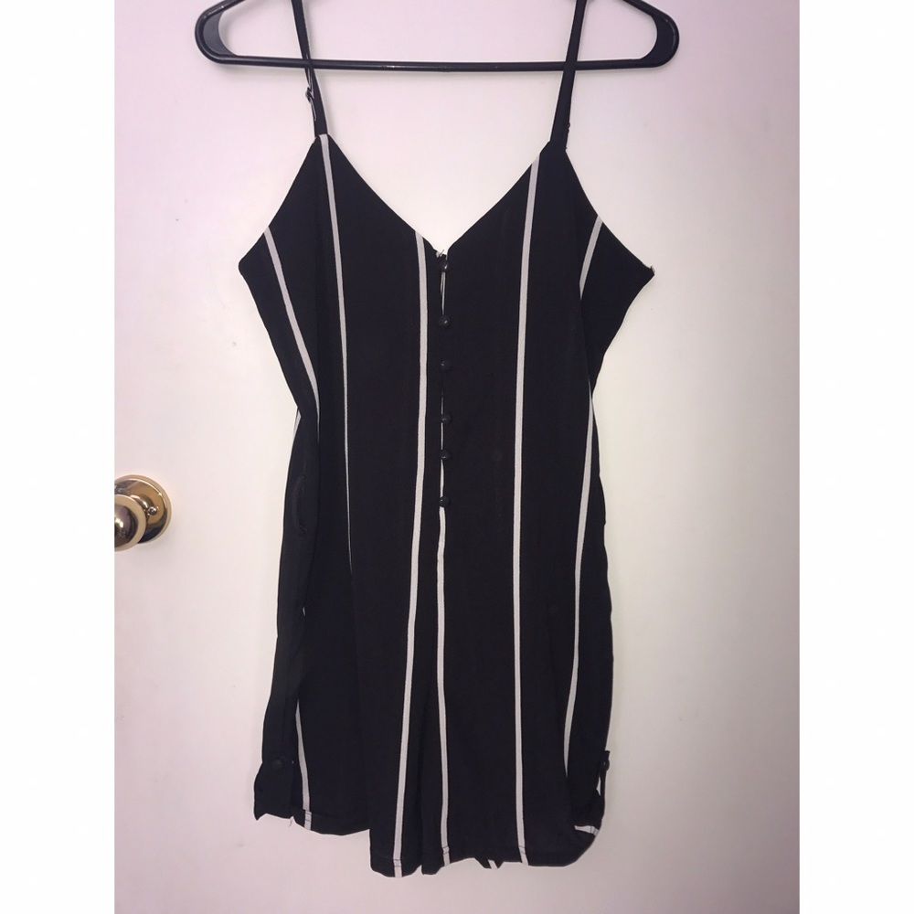Black and white striped romper