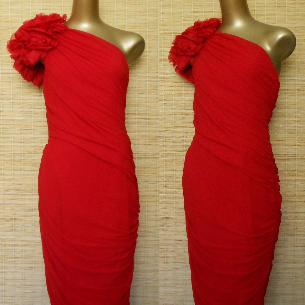 Tadashi Shoji Chiffon One Shoulder Cocktail Dress