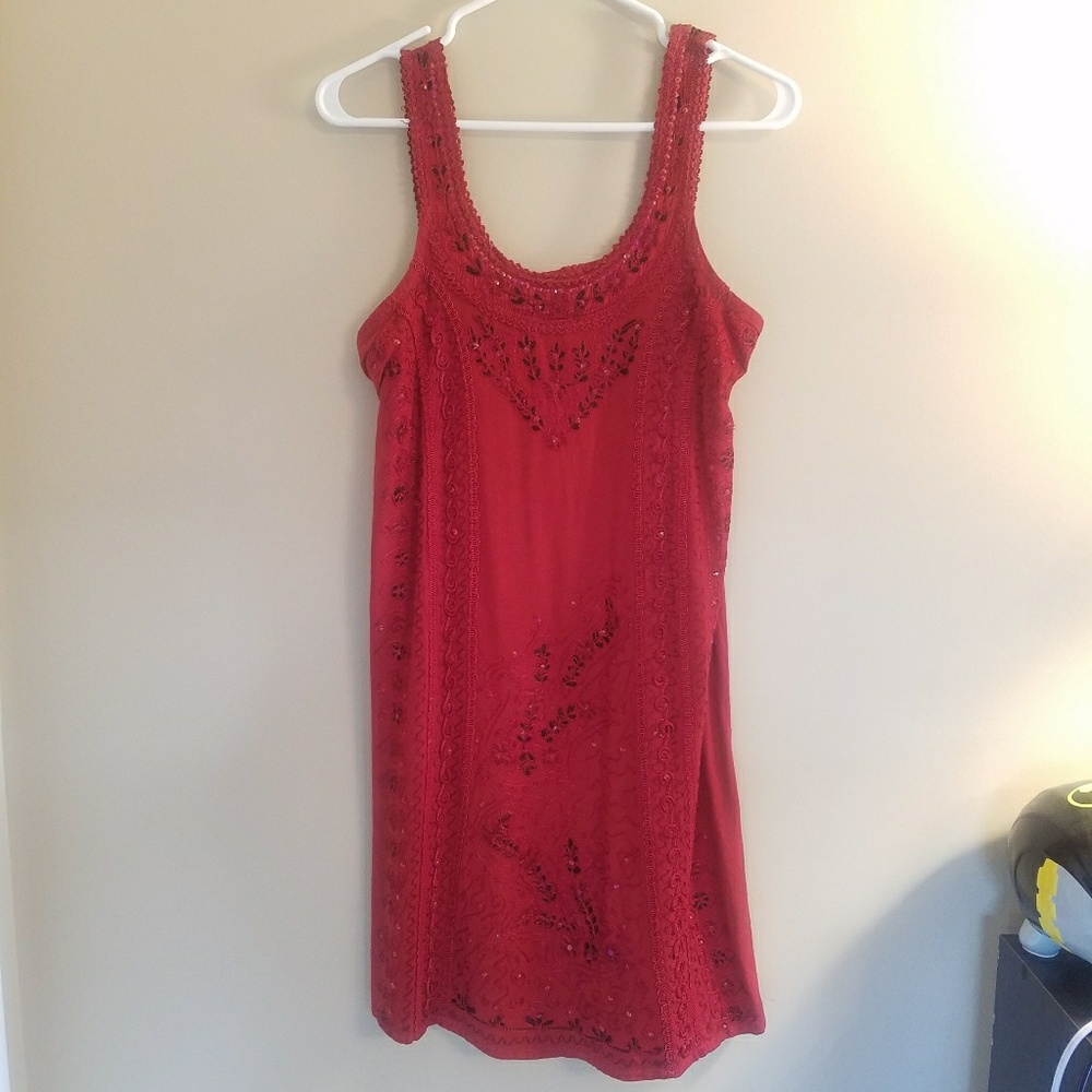 Indian style red sheath dress w/ beautiful detail