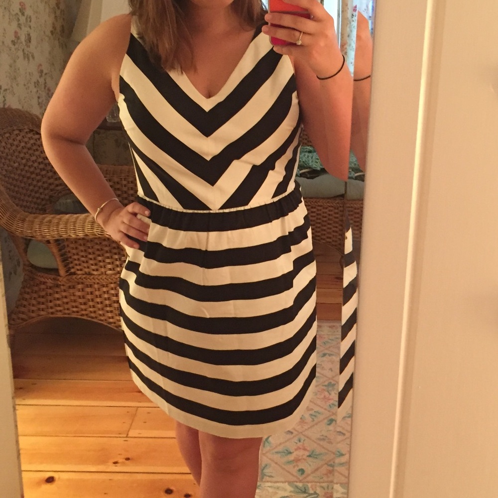 Black and white striped dress