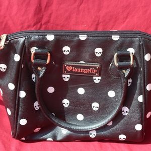 Black and white skull polka dot bag purse