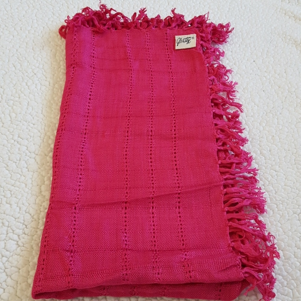 Glentex vintage pink fringe scarf