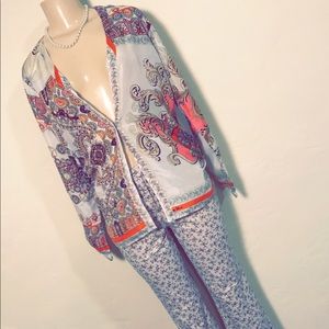 Johnny Was Gorgeous Silky Floral/Paisley Top