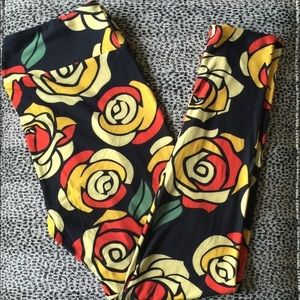 Lularoe OS Beauty and The Beast Rose Leggings