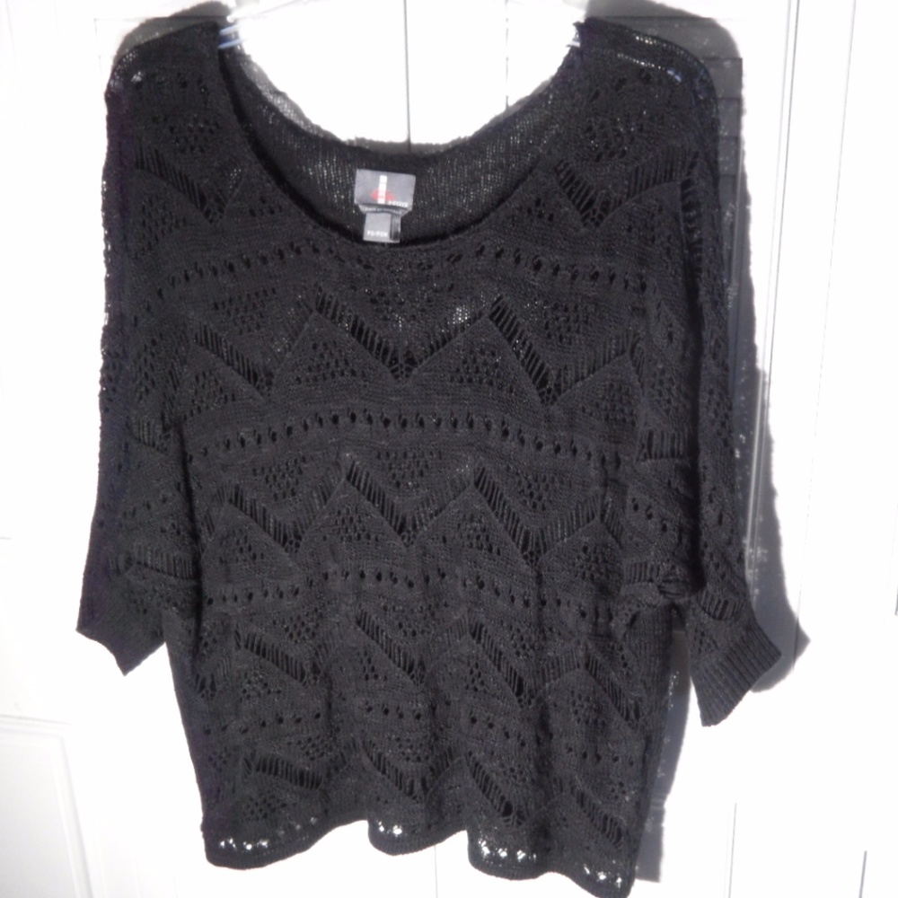 i jeans by Buffalo:  Open Weave 3/4 Sleeve-Black