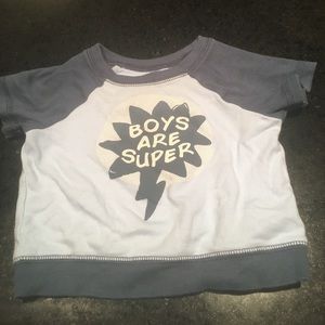 Baby boy blue short sleeve top "boys are super"