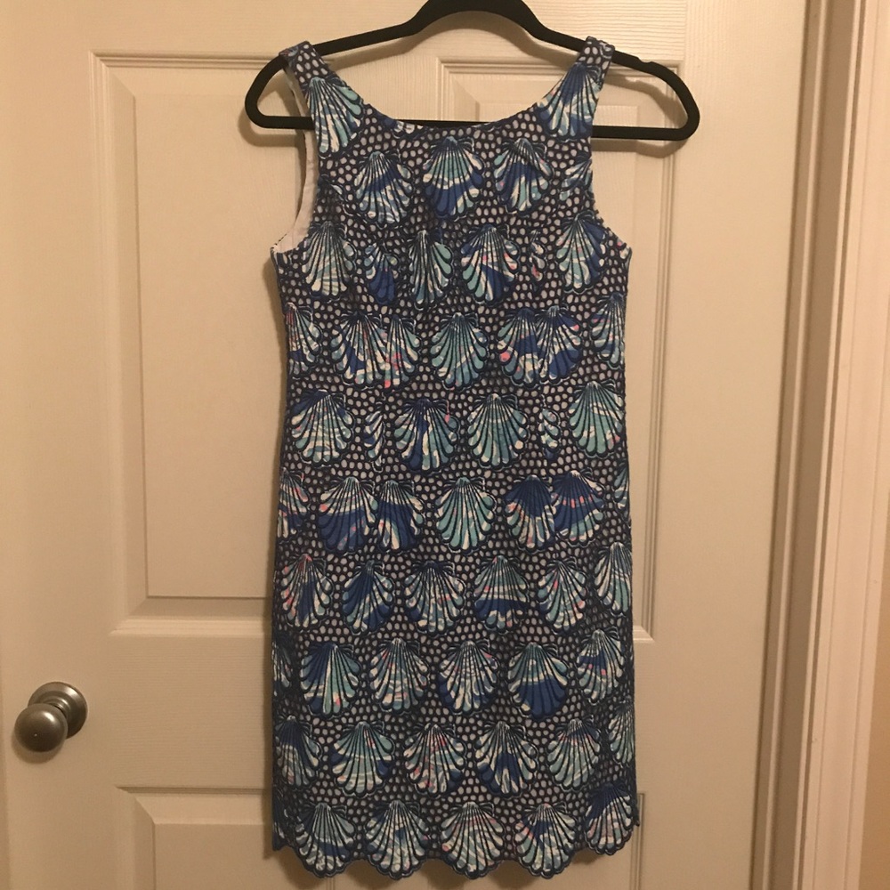 Aralyn Shift Dress Bay Blue Prjnted Shell Eyelet
