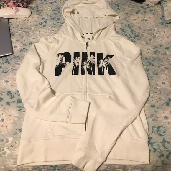 PINK Victoria's Secret Tops - ⭐️FRIDAY SALE⭐️VS PINK floral logo zip up hoodie