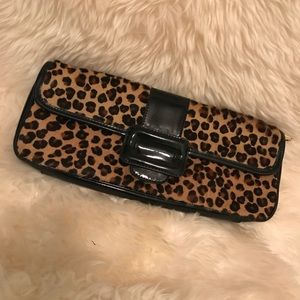 CACHE women's cheetah calf hair small clutch