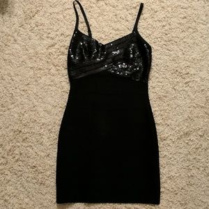 Guess Fitted Black Sequin Dress
