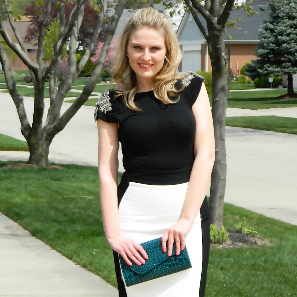 Alice + Olivia Blouse w/ Embellished Shoulders